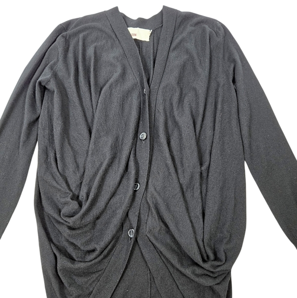 Yoon Cocoon Buttoned Down Black Draped Cardigan - Picture 9 of 13